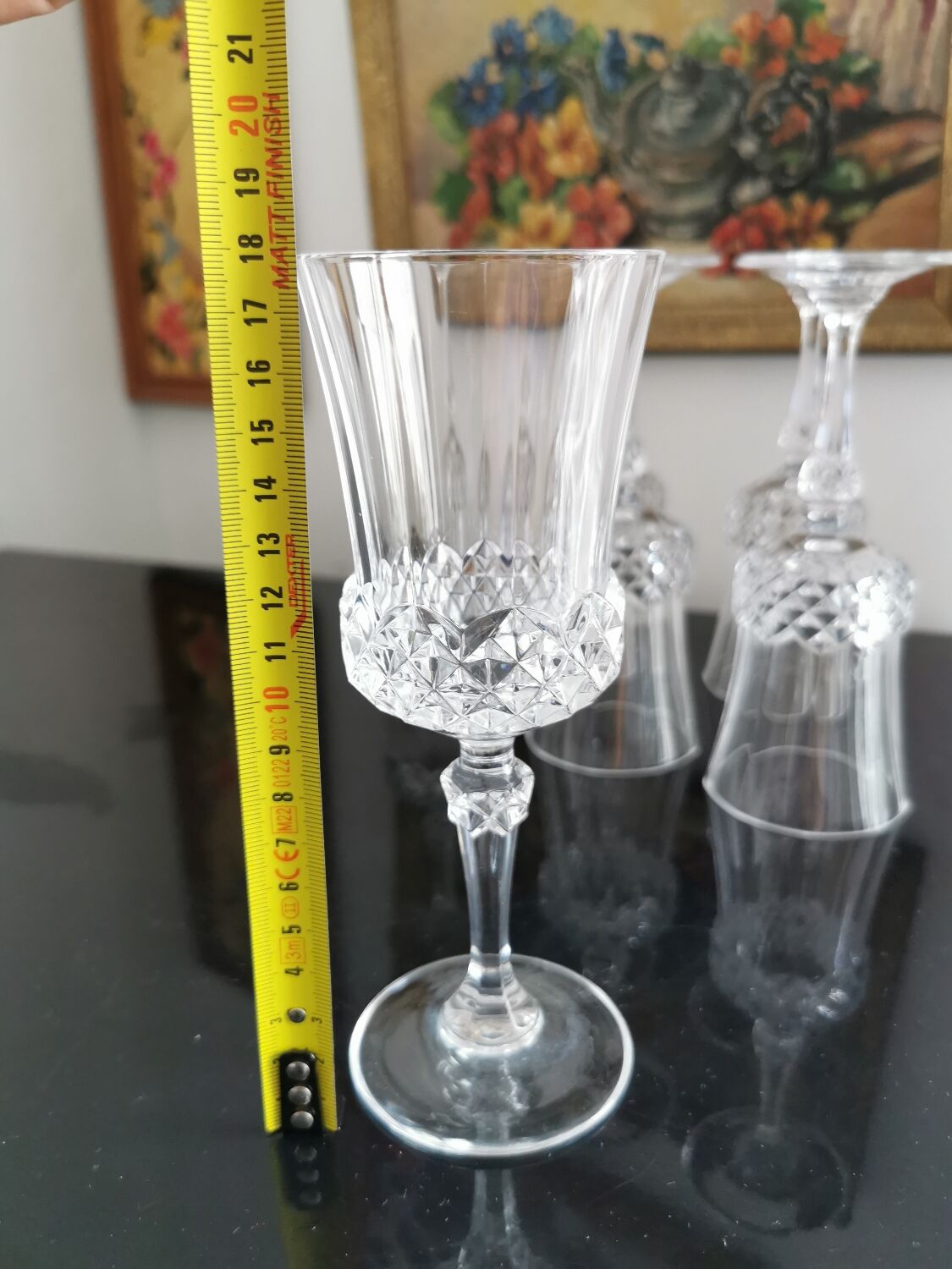 6 Cristal d Arques stemmed glasses
