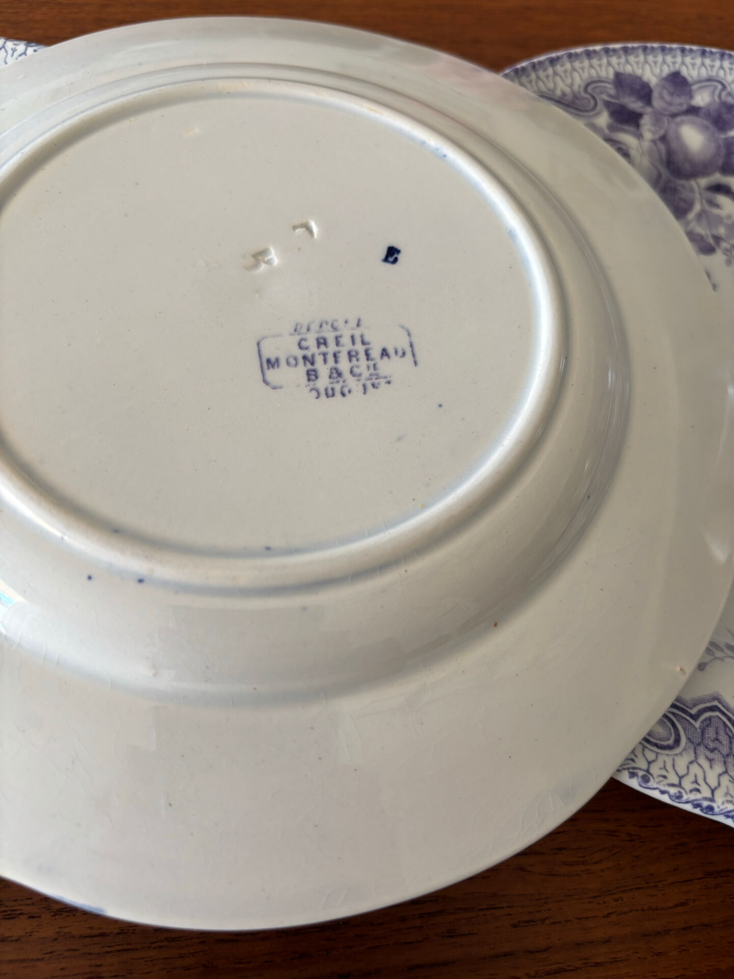 Set of 6 dessert plates Creil & Montereau Bouquets • Antique earthenware