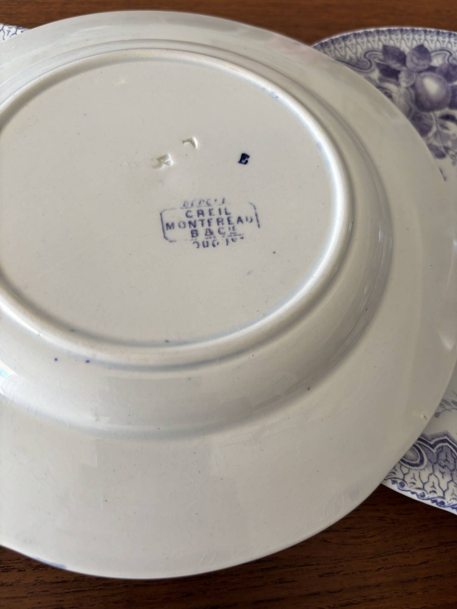 Set of 6 dessert plates Creil & Montereau Bouquets • Antique earthenware