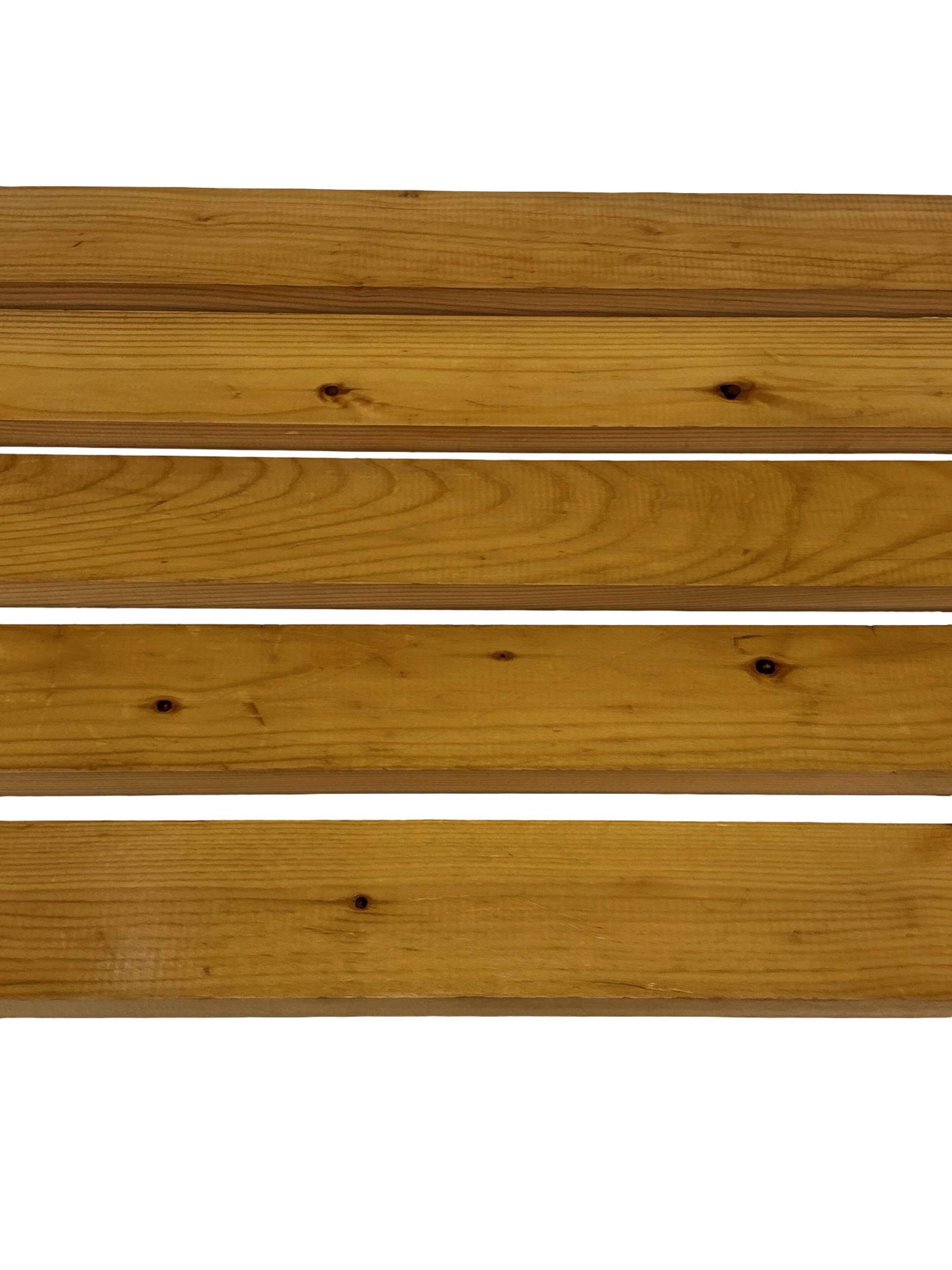Vintage Scandinavian modern pinewood slatted bench from the 1960's