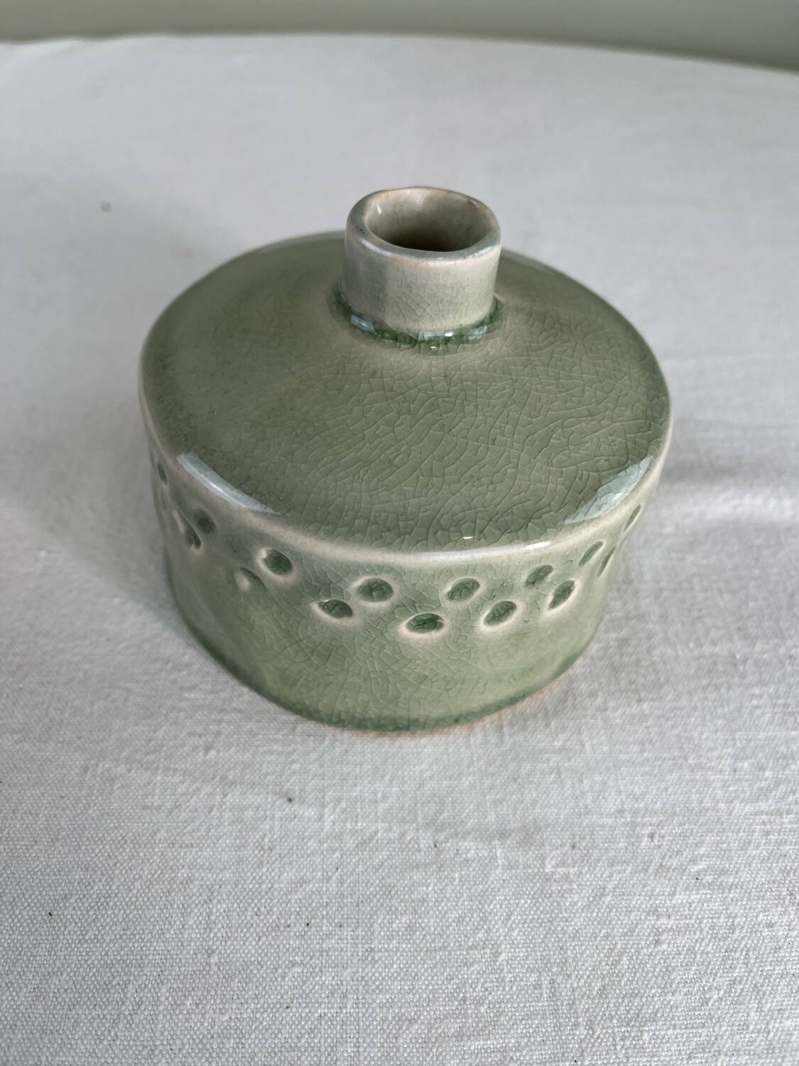 Celadon green artisanal vase