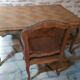 Louis XV style table in oak and cherry wood.