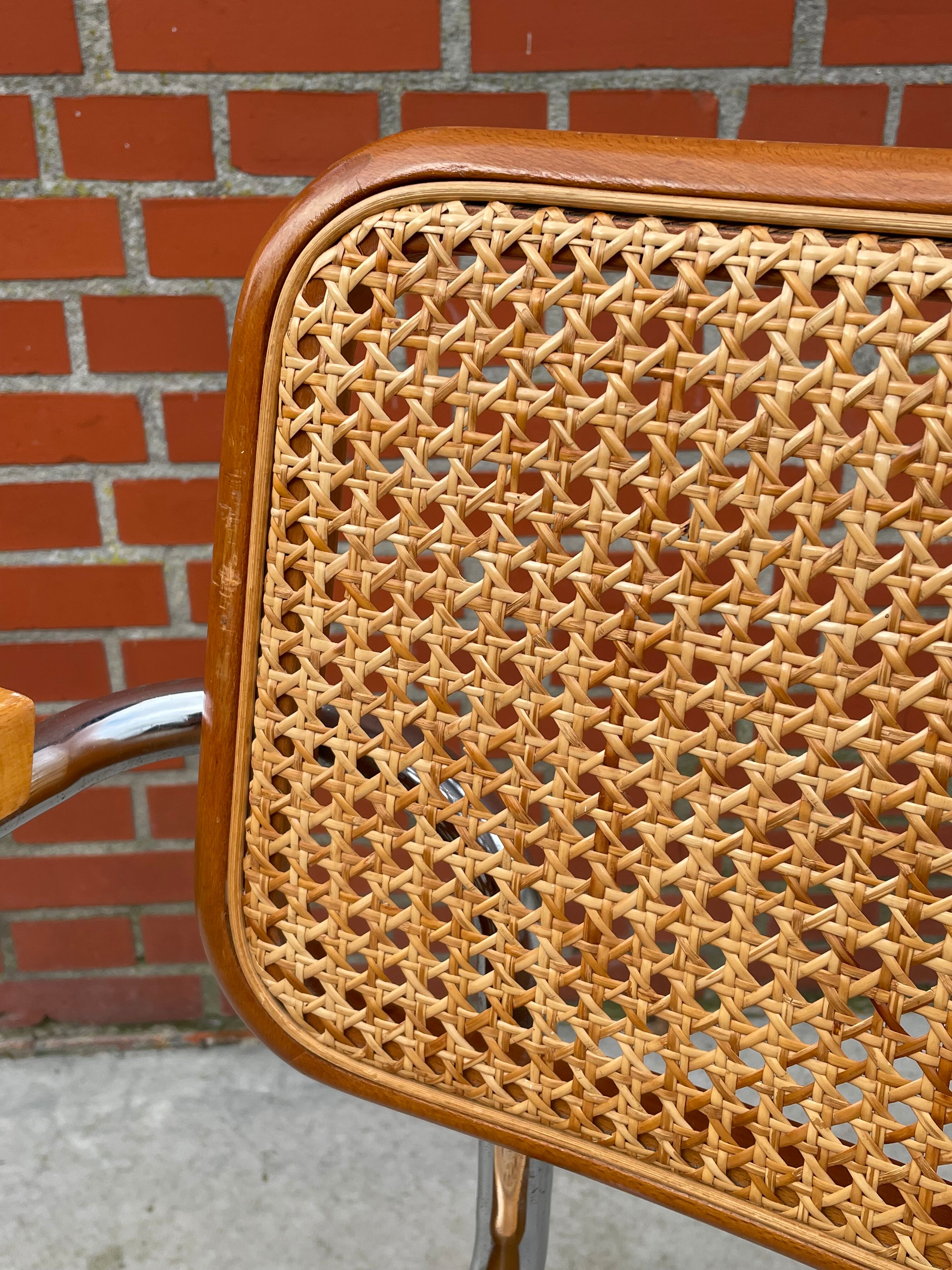 Chair Cesca model with armrests B64 in chrome