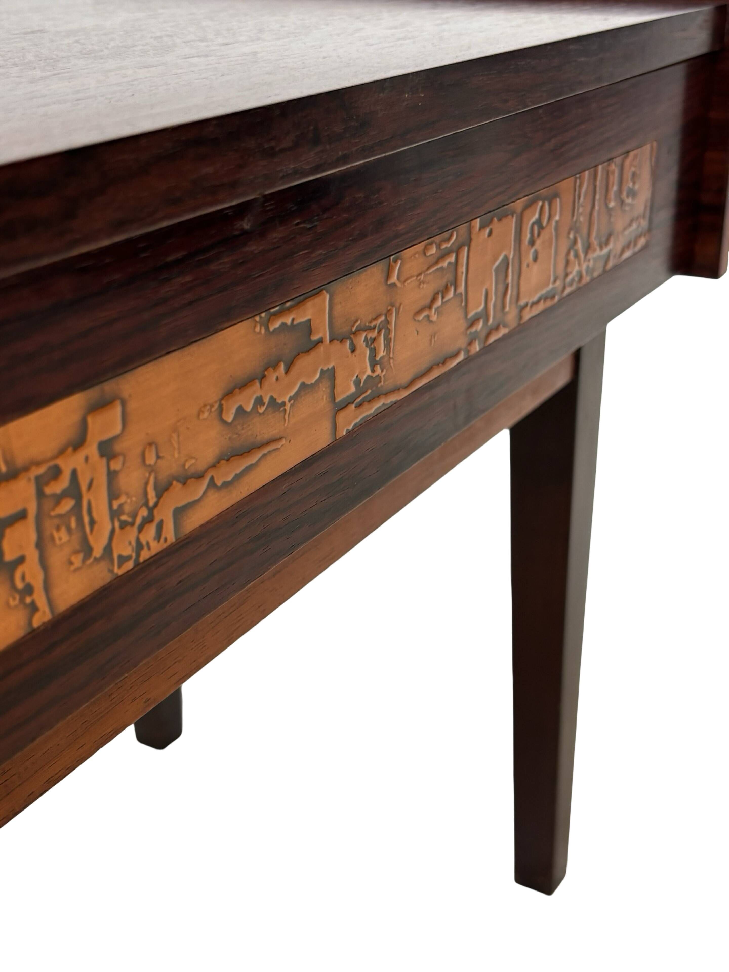 Commode vintage danoise en palissandre et laiton