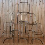 Series of 6 tubular steel chairs