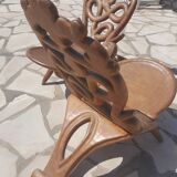 Pair of solid mahogany armchairs Madagascar around 1950