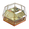 Hexagonal brass and bevelled glass ceiling light - 31 cm