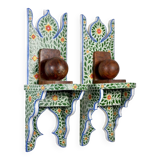 Pair of hand-painted Tunisian bedside tables or shelves