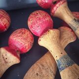 Set of 6 old wooden pins