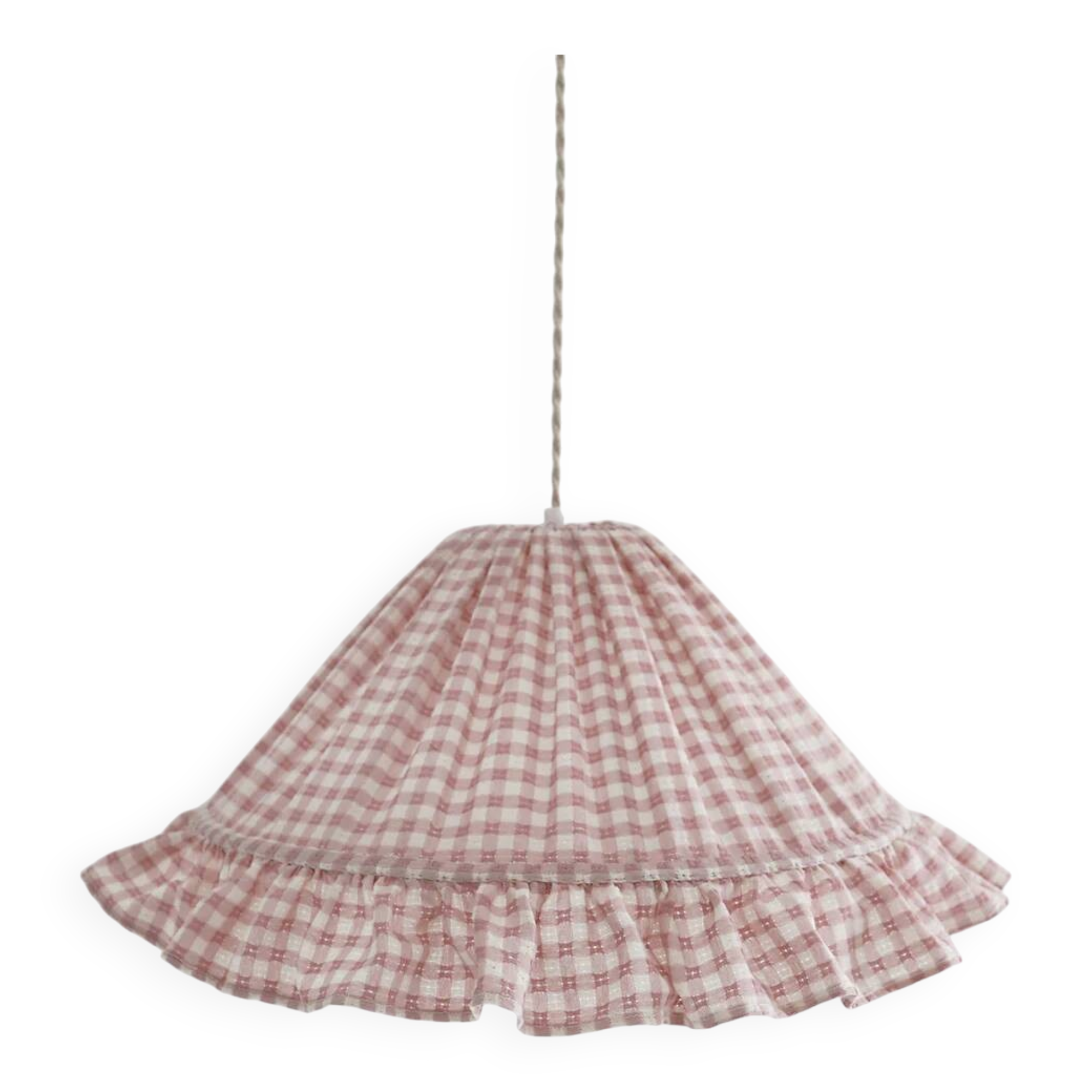 Emilia "small pink squares" conical textile suspension with flounce