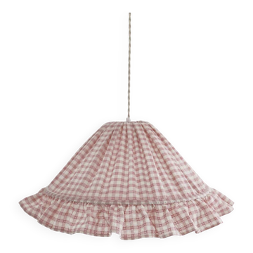 Suspension textile conique avec volant Emilia "petits carreaux rose"