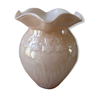 Vase Art Nouveau en opaline rose