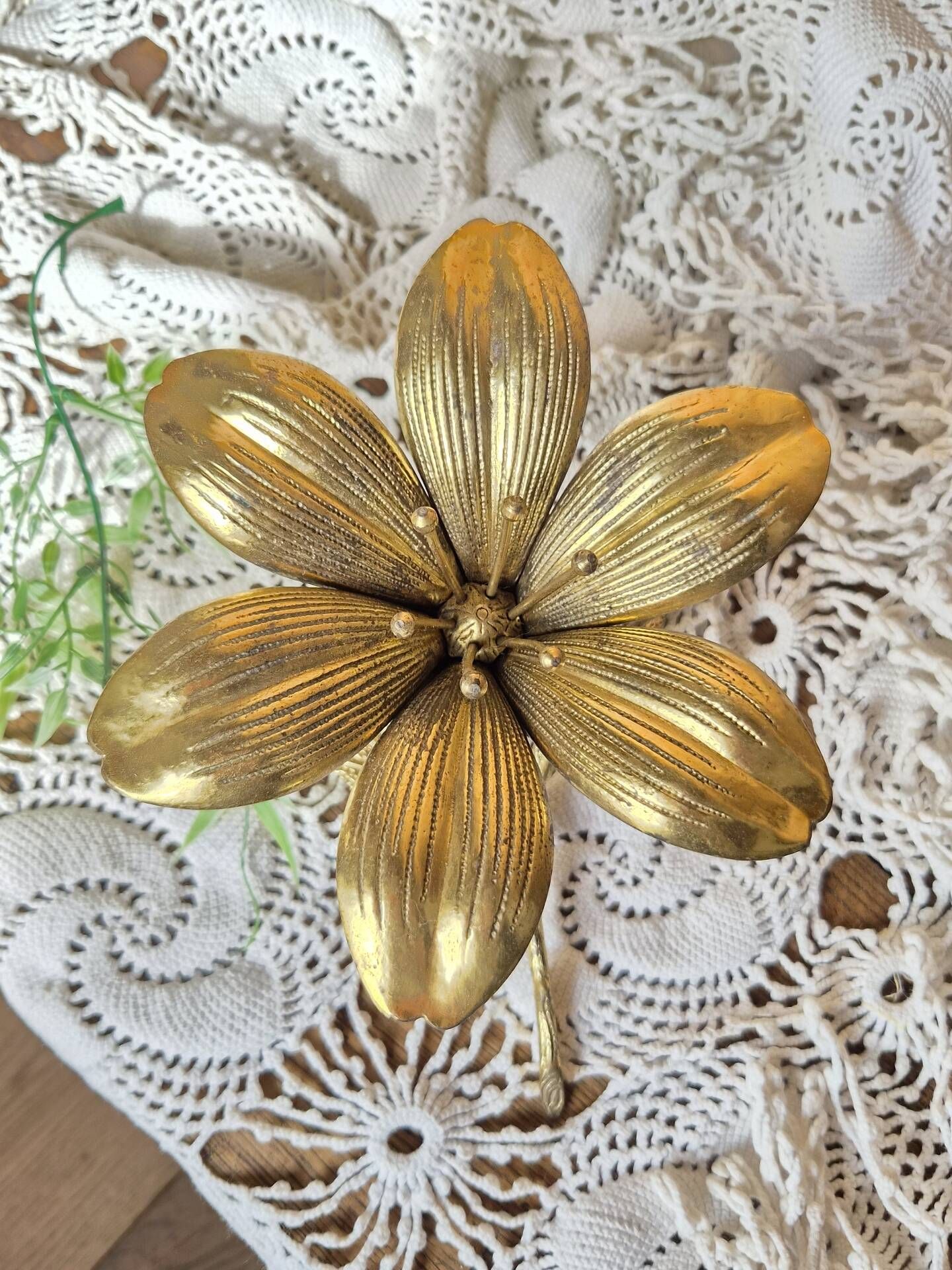 Vintage lotus flower ashtray in brass