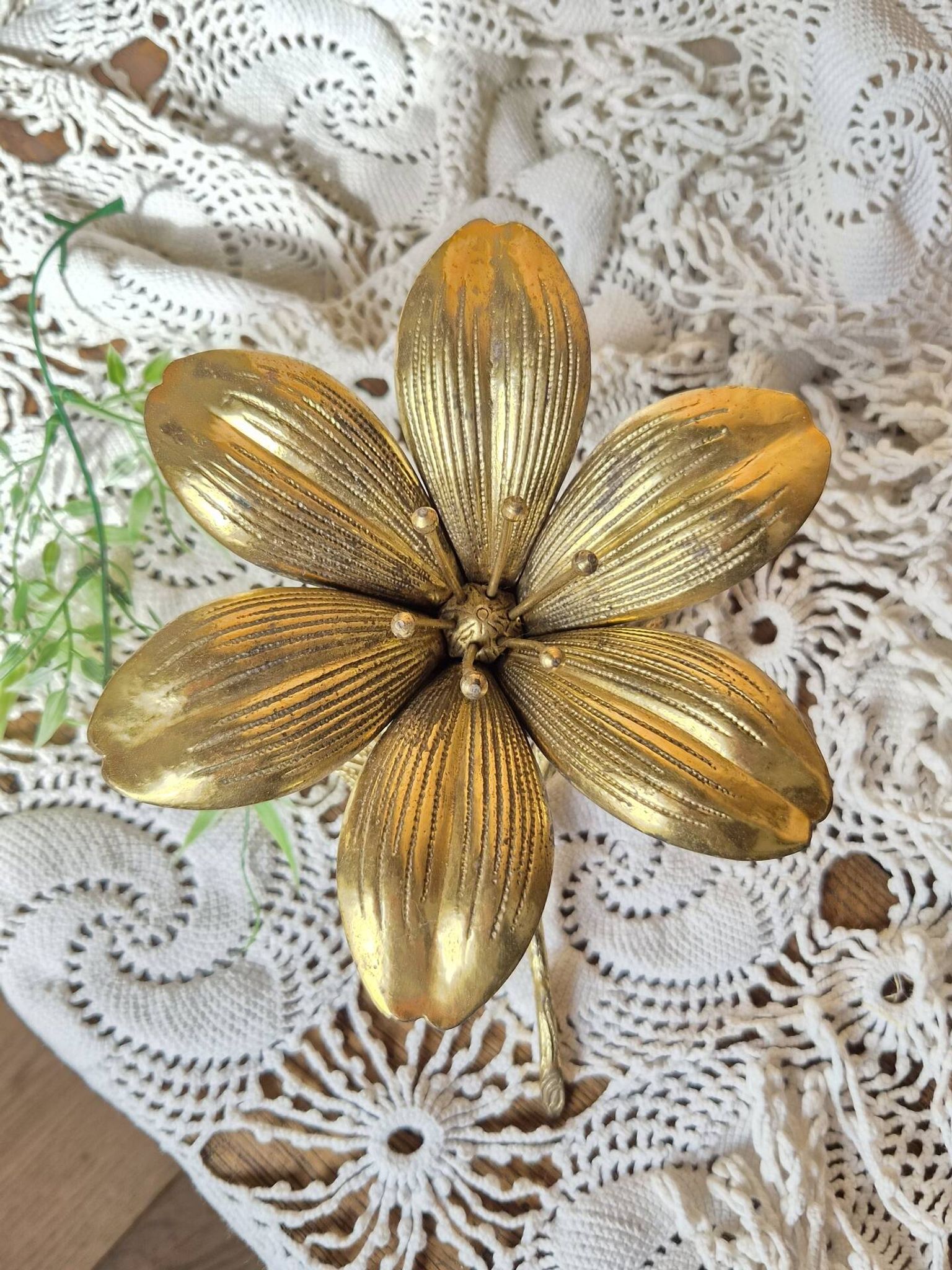 Vintage lotus flower ashtray in brass