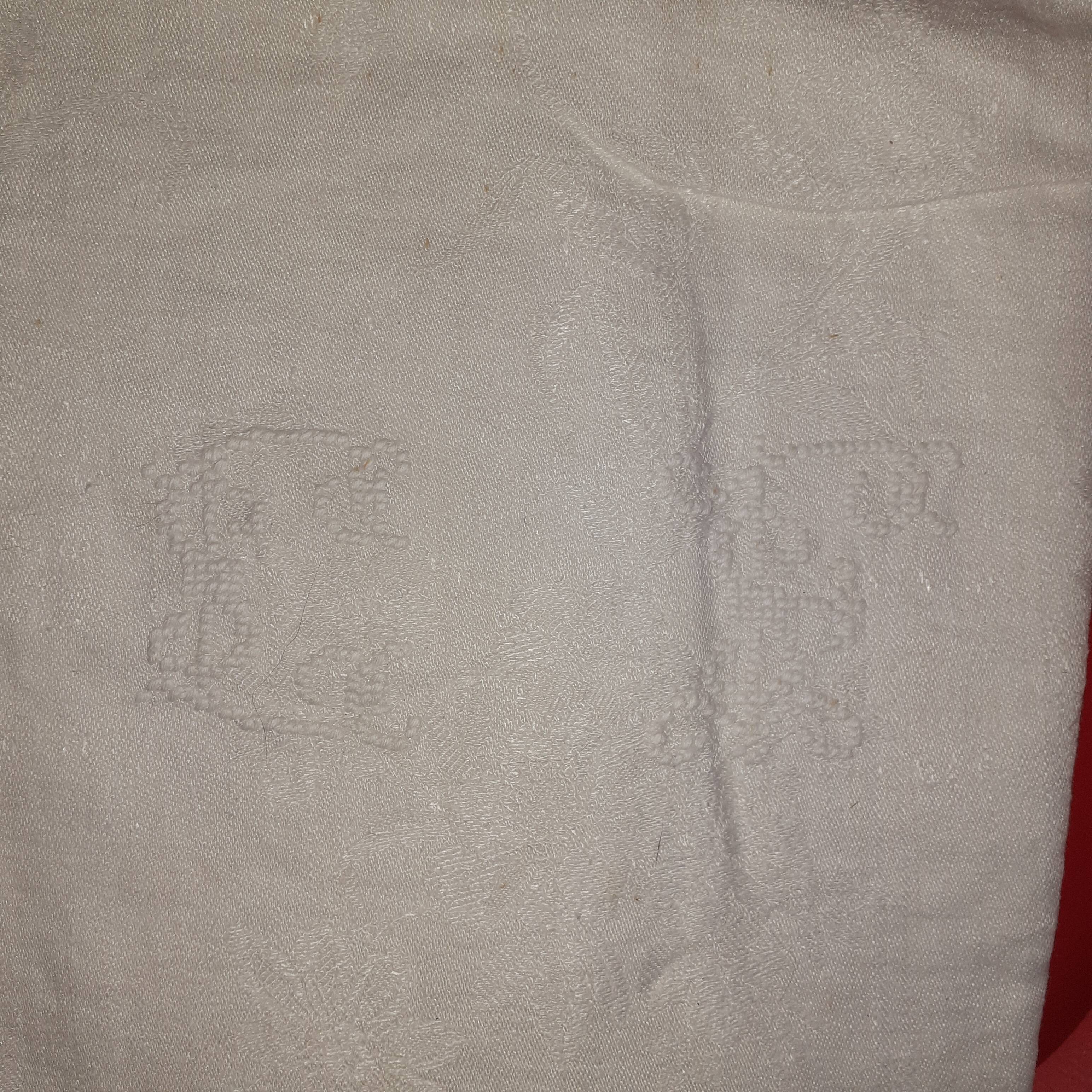 15 white damask towels with mongram