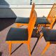 Set of 6 Scandinavian wooden and vintage leatherette chairs