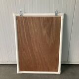 Miroir vintage en rotin et bambou blanc cassé, années 70/80