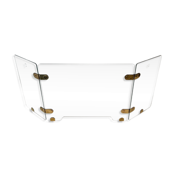 Three-Panel Folding Fire Screen with Clear Glass and Brass Hinges Ova