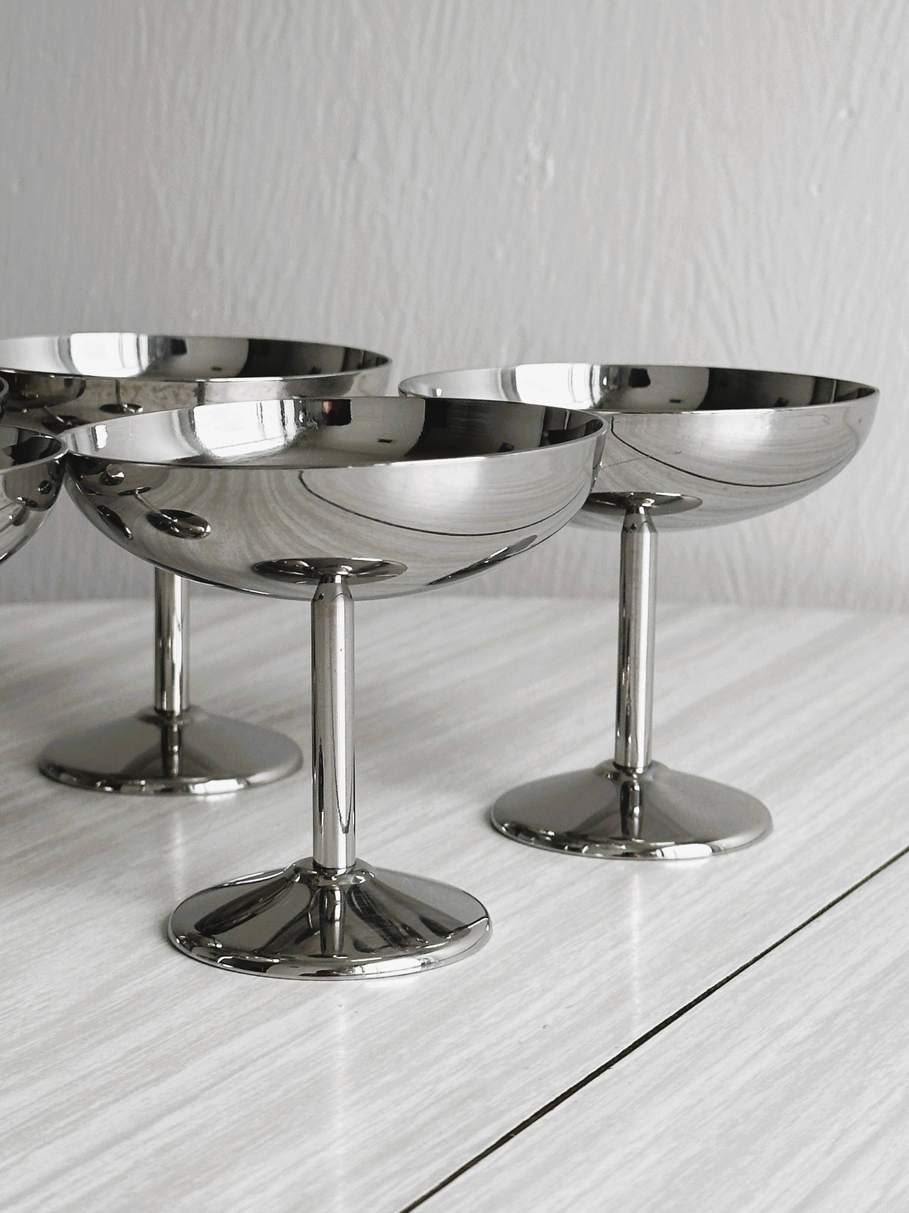 6 stainless steel footed bowls, Letang Remy style