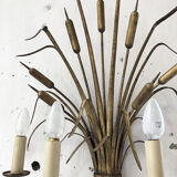Gold metal reeds flowering wall light