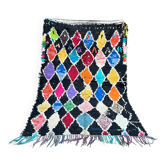 Tapis berbère vintage Boucherouite : Tapis marocain noué à la main