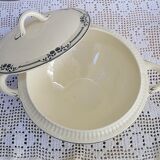 Soupière Salins, terre de fer, blue flower decoration