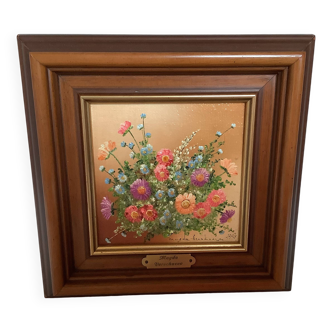 Oil painting frame on hardboard flowers by Magda Verschaeve