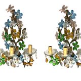 Large murano glass flower tole sconces set of 2