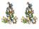 Grandes appliques tole fleur en verre de murano ensemble de 2