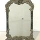 Louis XV style table mirror silver bronze frame floral painting 24x39cm