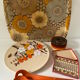 Vintage tray 60s / 70 resin fabric floral pattern, alpac diffusion, france