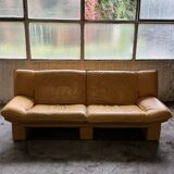 "Ambassador" Three-Seater Sofa – Yellow Leather – Nicoletti Salotti – 1980s