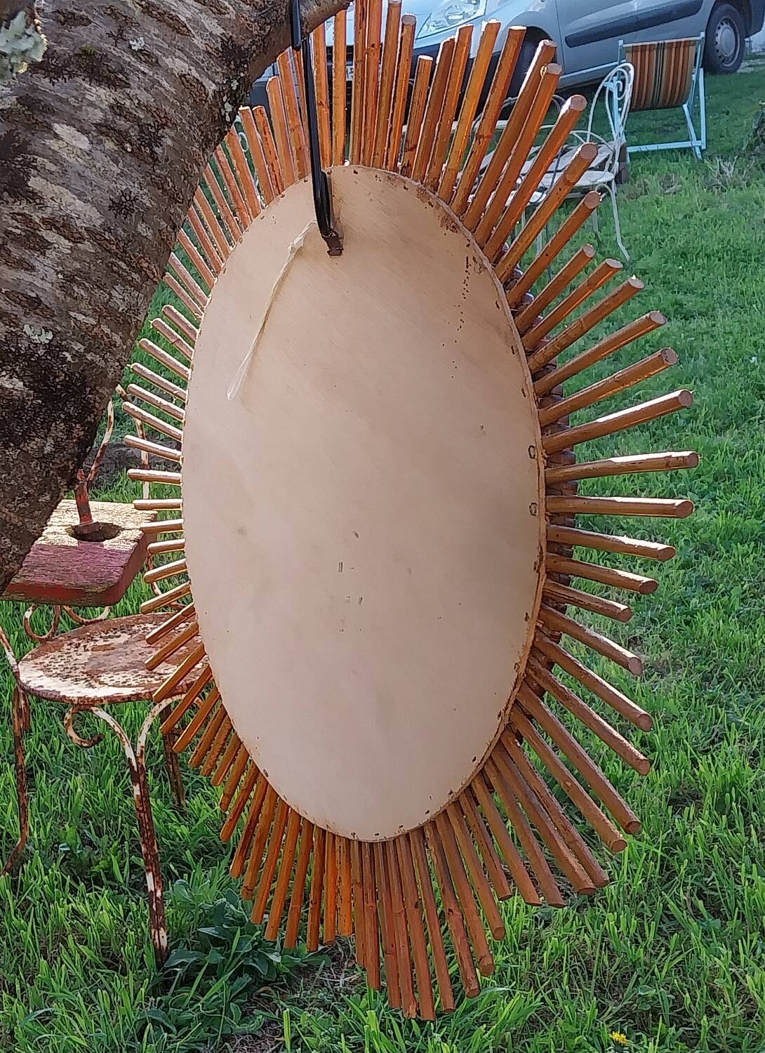 Rattan sun mirror 57 cm