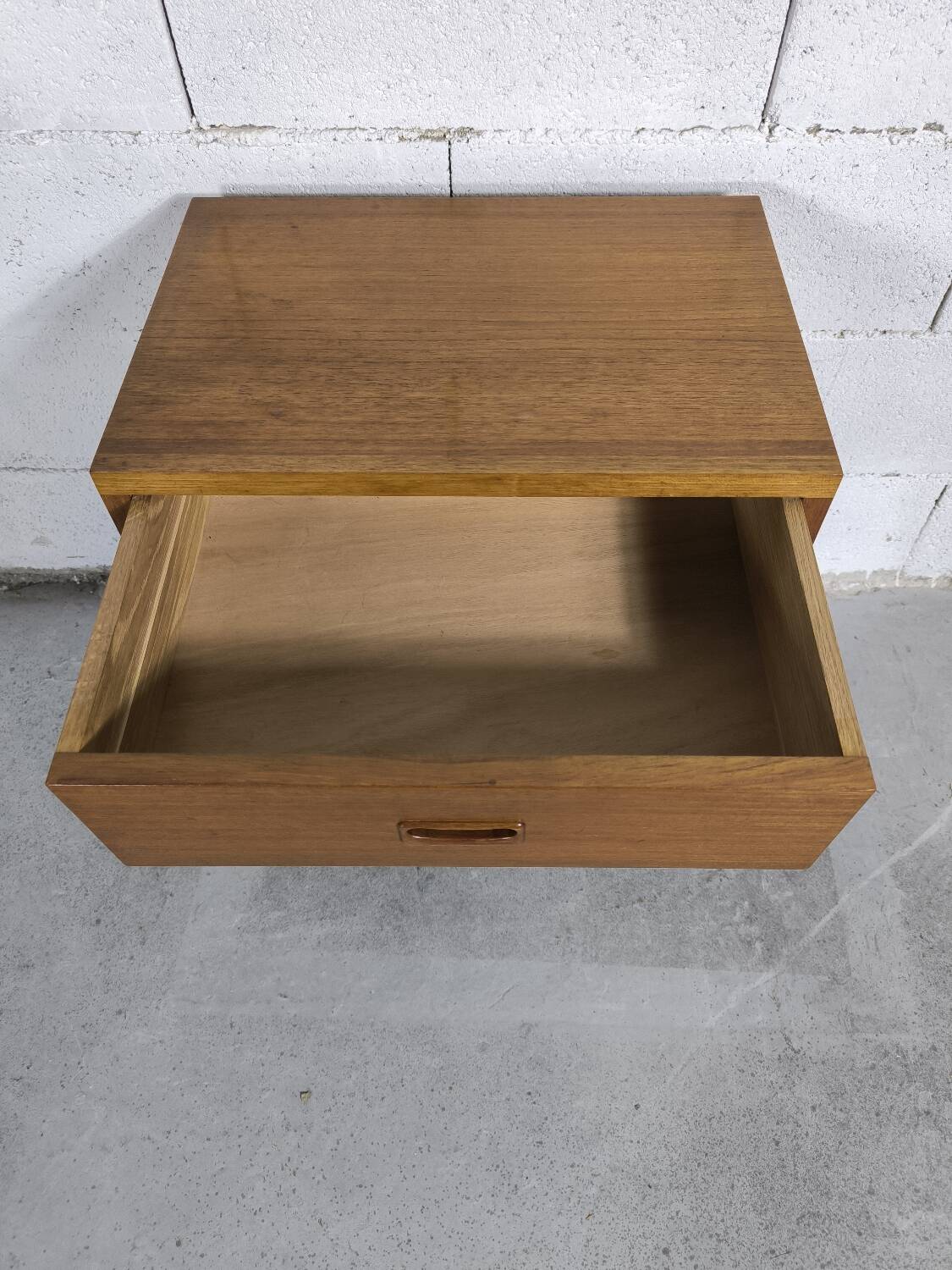 Scandinavian bedside table in vintage teak