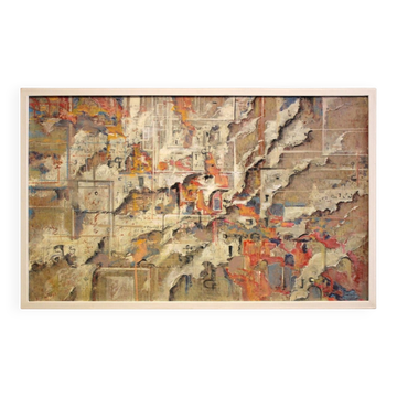 Andrea Spinelli, Italian Abstract Urban Expressionist, 20th Century, Acrylic & Canvas