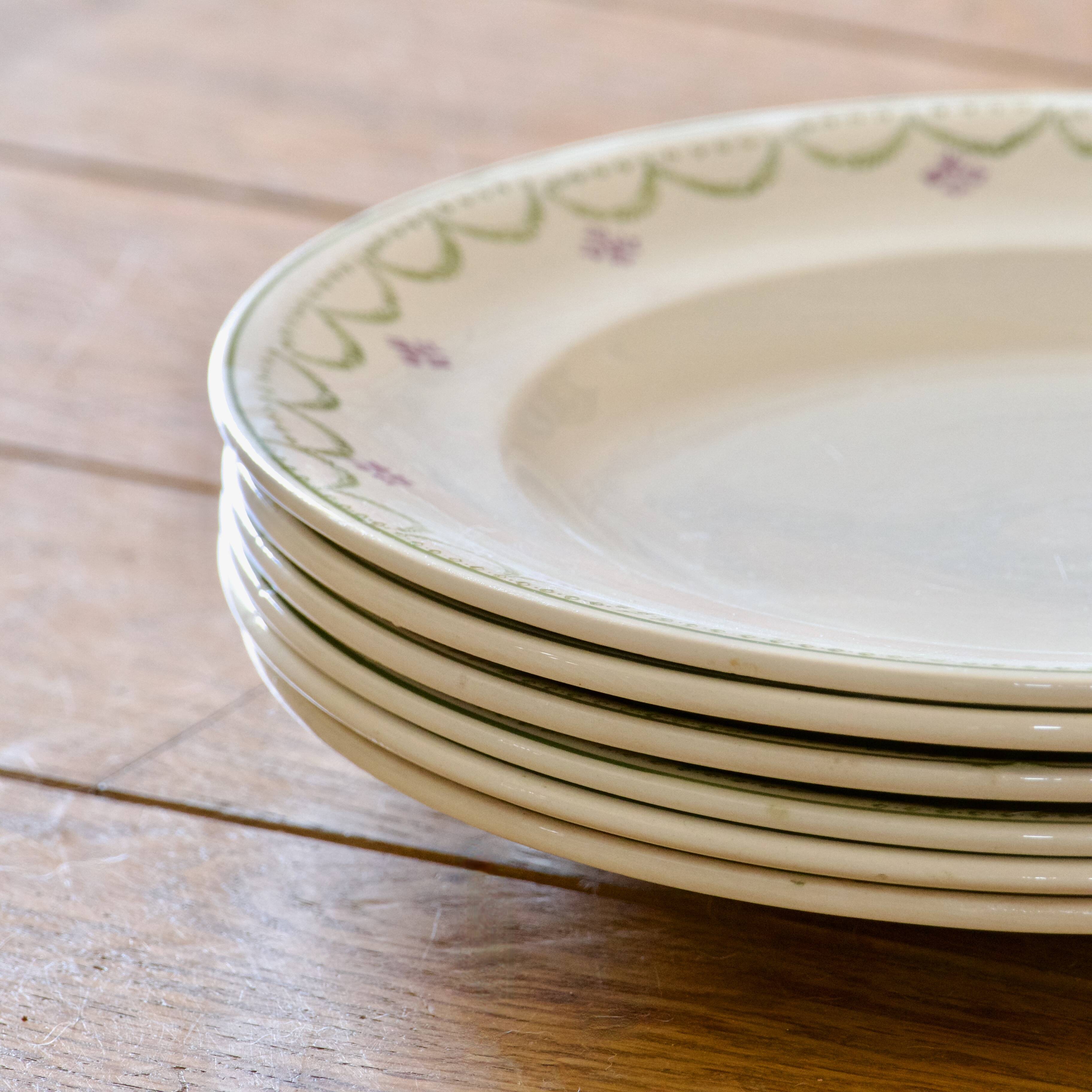Antique Longwy "Violetta" hand-painted dinner plates