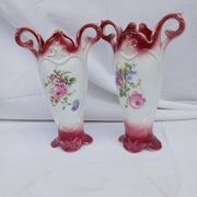 Pair of antique Onnaing slipware vases