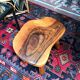 Tabouret vintage en bois d'olivier années 70