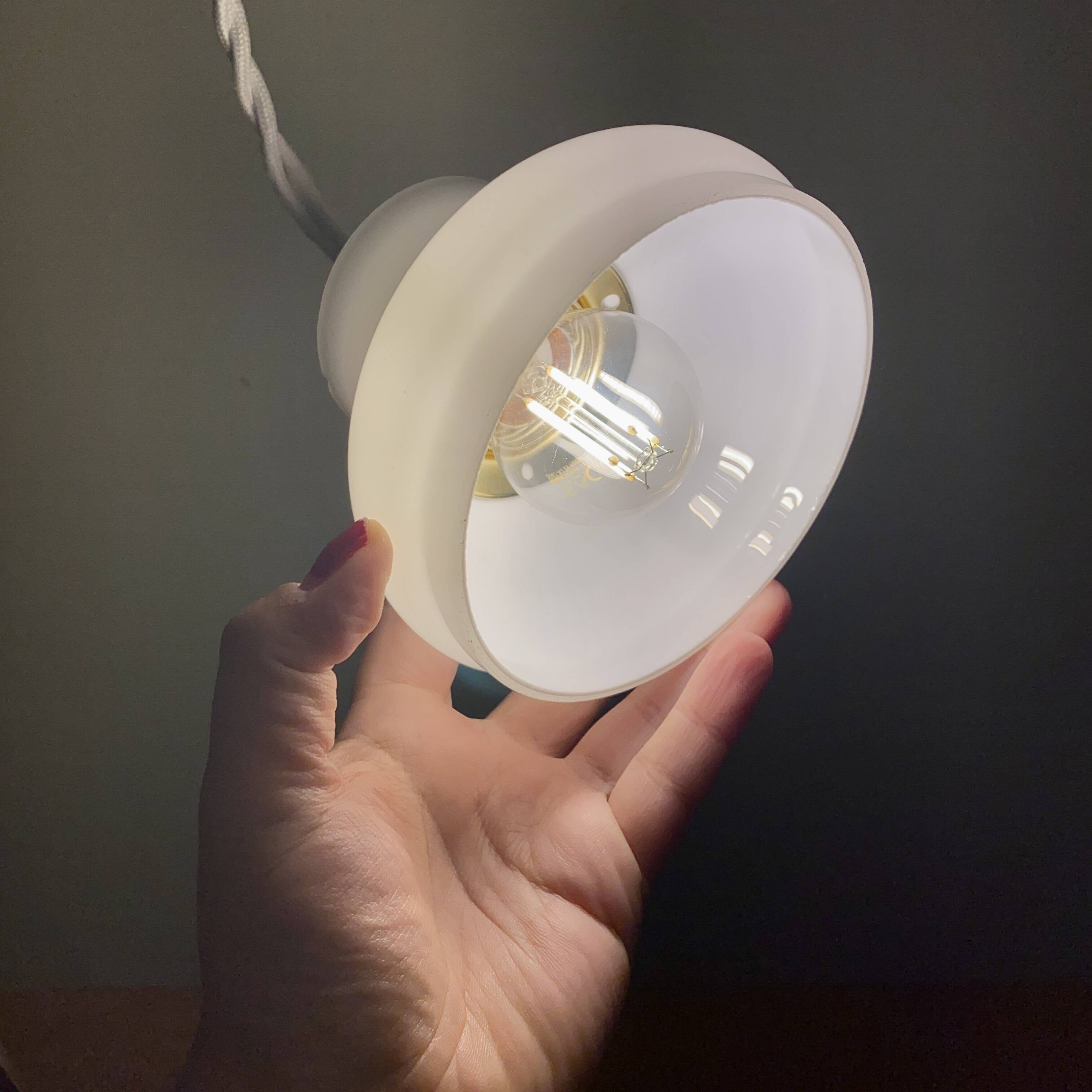 Vintage lampshade pendant light in white opaline