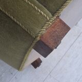 1960s, Danish relax armchair, original green furniture velour, beech wood.