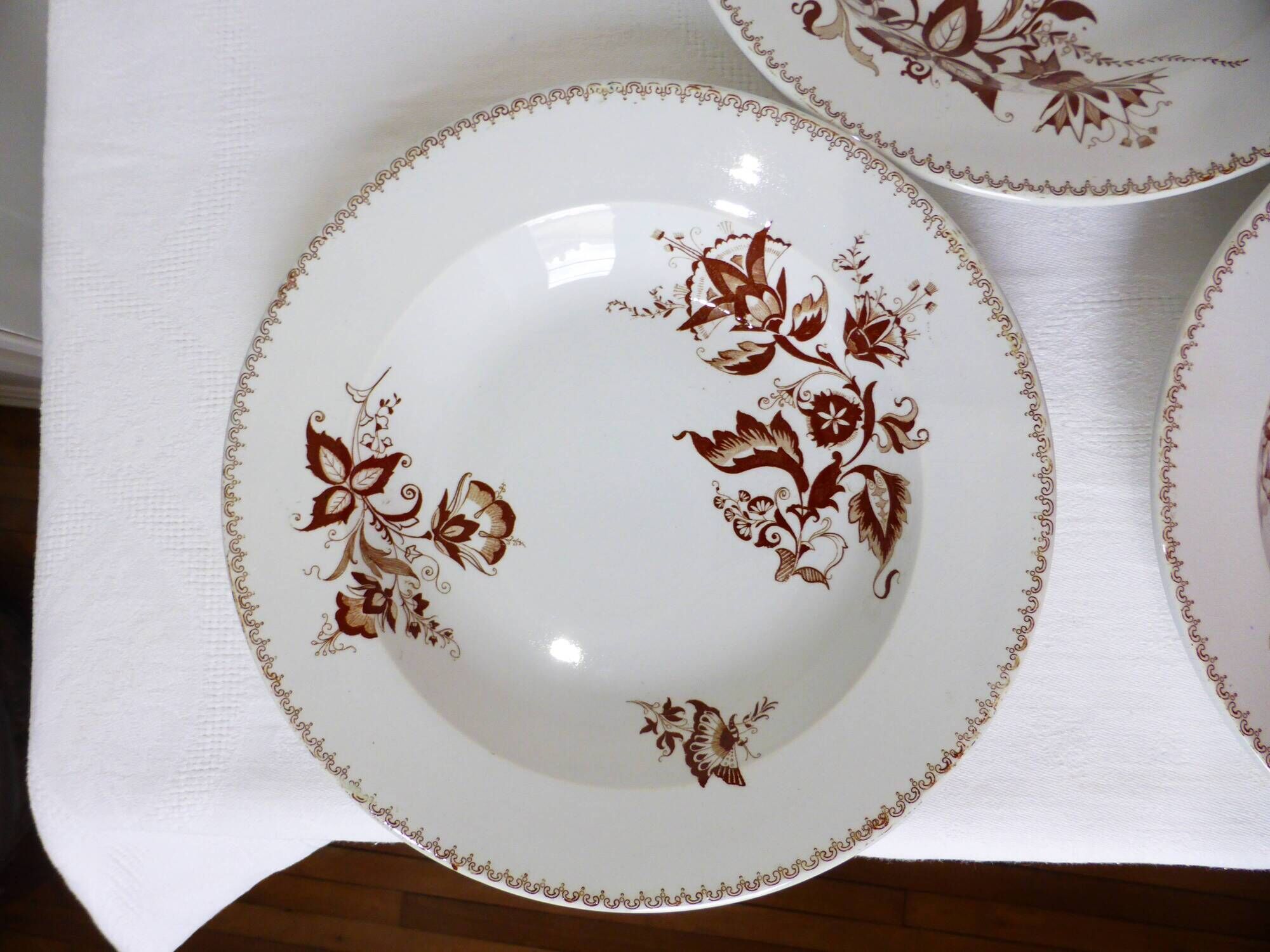 Set of 4 vintage deep plates from Sarreguemines, Danish model 210429.