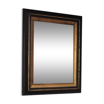 Miroir ancien noir et doré  81x66cm