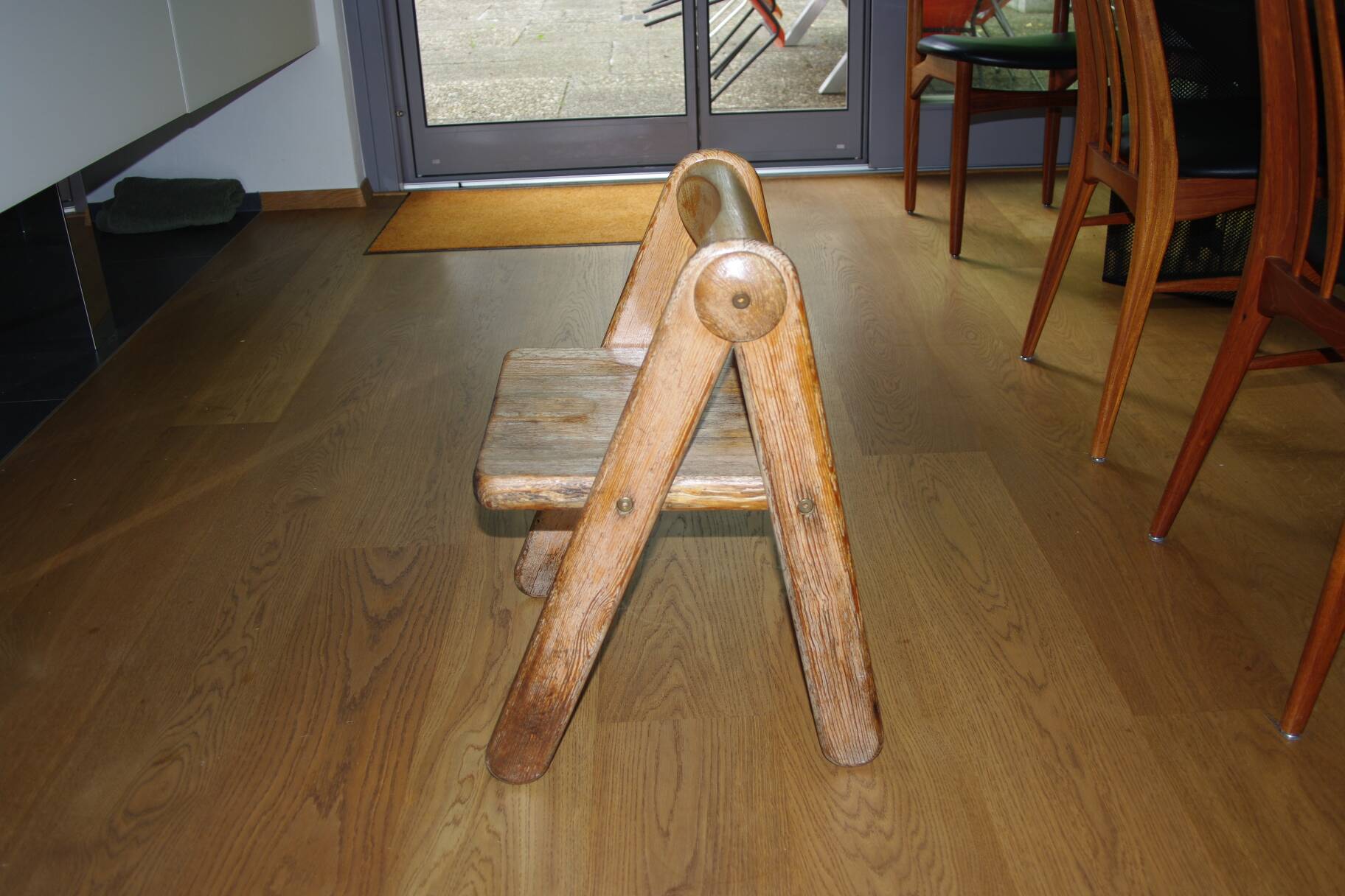 Rare vintage children's chair in solid pine by pierre grosjean 1970
