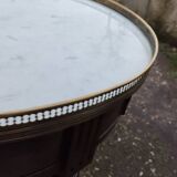 Table bouillotte ancienne avec plateau marbre style louis xvi