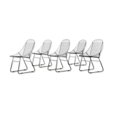 Chaise prototype originale vintage scandinave moderne du milieu du siècle en fil noir minimaliste, années 1960, ensemble de 2