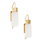 Pair of wall lamps Luigi Caccia Dominioni LP10 brass opaline 1965