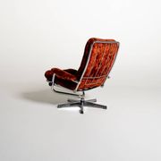 Swedish swivel armchair in velvet, 1970s
