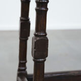 Tabouret ancien anglais en chêne massif du XVIIIe siècle