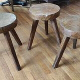 Ensemble salon brutaliste table basse avec 3 tabourets/design 20 ème