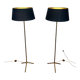 Pair of parquet floor lamps in faux-bamboo style in bronze and brass by Jacques Adnet.
